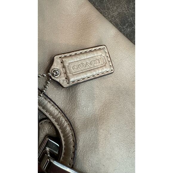 COACH Purse Leather Taylor Marin Flap Satchel Handbag Shoulder Bag Champ. Gold - Picture 7 of 16